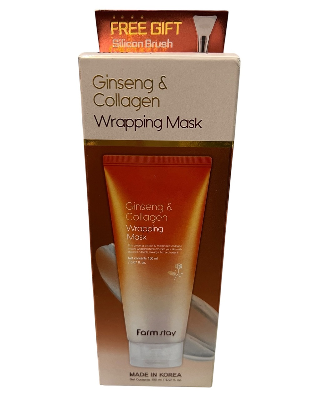 Farmstay Ginseng & Collagen Wrapping Mask - Orange, White